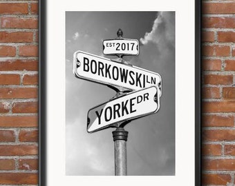 Personalized Wedding Road Signs Digital Photo with Date and Names