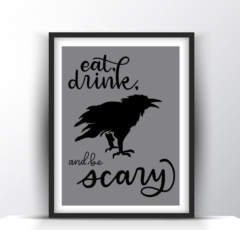 Eat Drink and Be Scary Printable/ Halloween Printable/ - Etsy