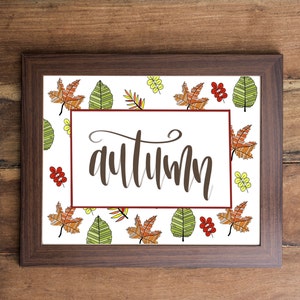 Fall Printables/ Autumn Printables/ Fall Decor/ Home Decor/ Wall Art/ Falling Leaves Printables/ Calligraphy Prints