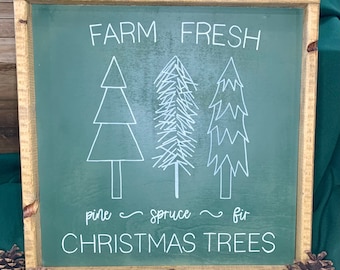 Farm fresh Christmas trees wood sign | Christmas decor | hand painted wood sign