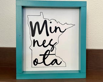Minnesota sign | Rustic state midwest decor | hand painted wood sign