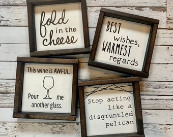 4 signs of Schitt’s Creek quotes | Fold in the cheese | hand painted wood signs