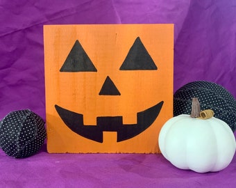 Jack-o-lantern face | Halloween decor | pumpkin decor | hand painted