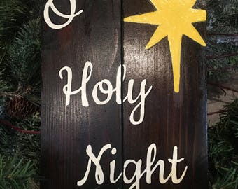 O Holy Night | Reclaimed pallet wood | Christmas decor | Hand painted sign