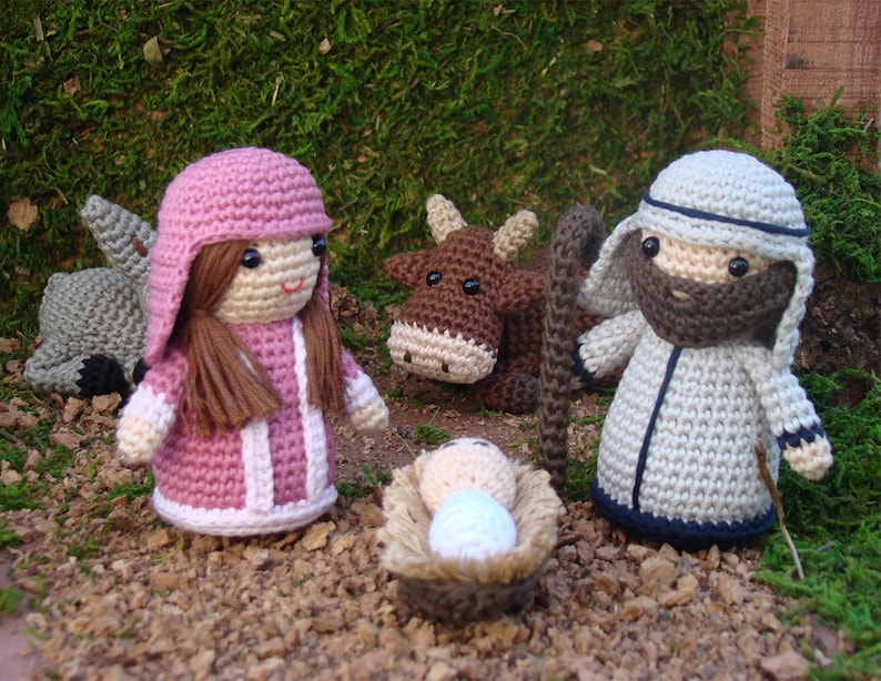 Amigurumi Handmade Nativity Scene Manger Scene Baby Jesus Etsy