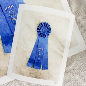16x20 aquarelprint van een blauw lint bruin springzadel /aquarel / paardensportkunst / paardensport Home Decor afbeelding 3