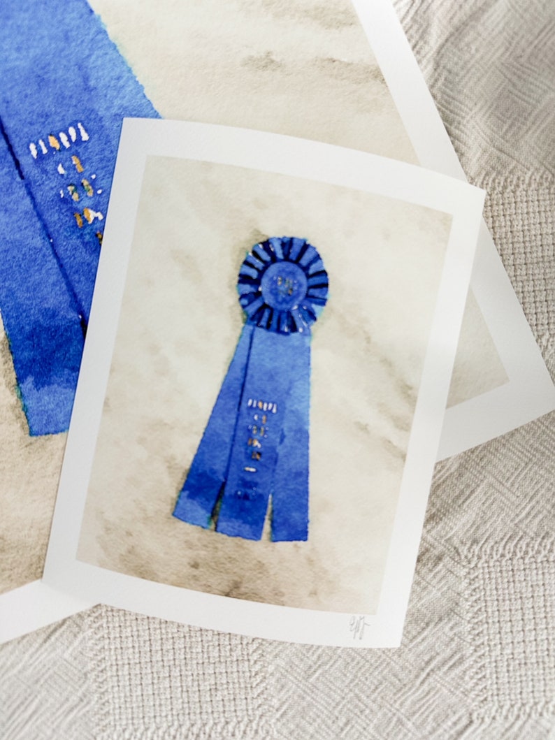 16x20 aquarelprint van een blauw lint bruin springzadel /aquarel / paardensportkunst / paardensport Home Decor afbeelding 3