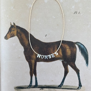 PFERDE Halskette - Pferdeliebhaber Halskette - Perlmutt Buchstaben Halskette - Pferde Charm Halskette