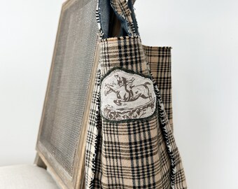 The B Hobo Bag - Baker Plaid Hobo Bag - Baker Plaid Horse Blanket Tote