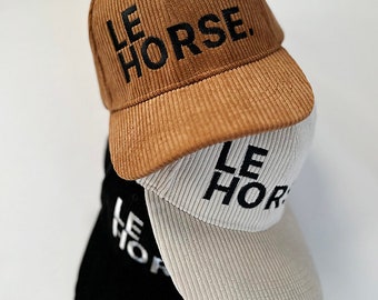 LE HORSE. Trucker Hat - Horse Hat - Corduroy Ball Cap - Horse Lover Hat - Horse Girl Hat