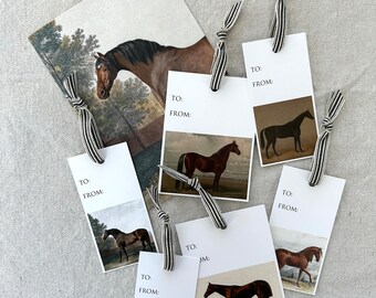 Horse Gift Tags - Vintage Horse Portrait Tag - Blank Gift Tag with Ribbon