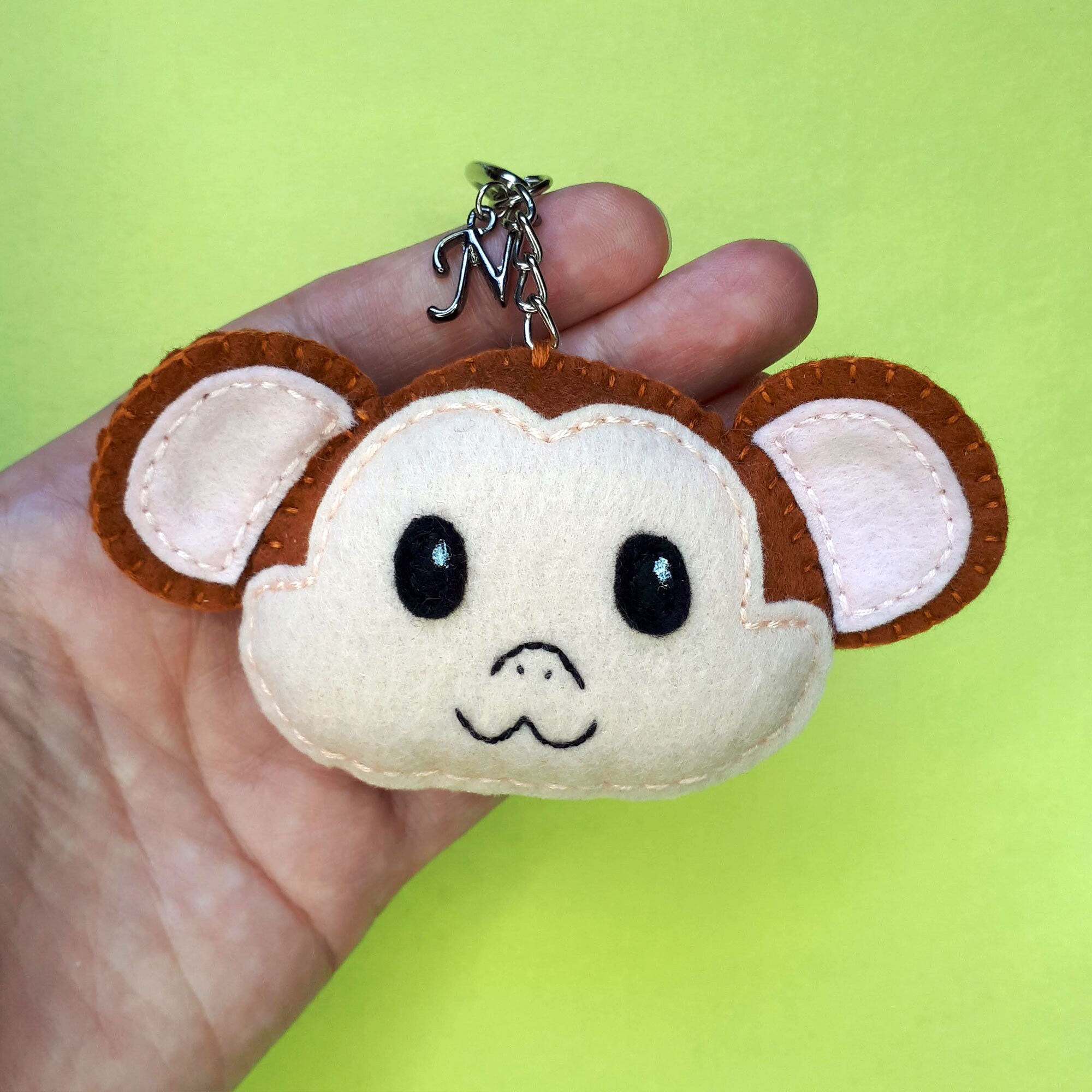 Monkey Keychain Personalized Keyring Initial Monkey Lover Etsy