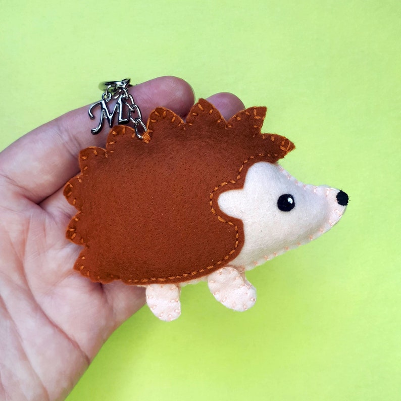 Hedgehog Keychain Personalized Keyring Initial Hedgehog Etsy