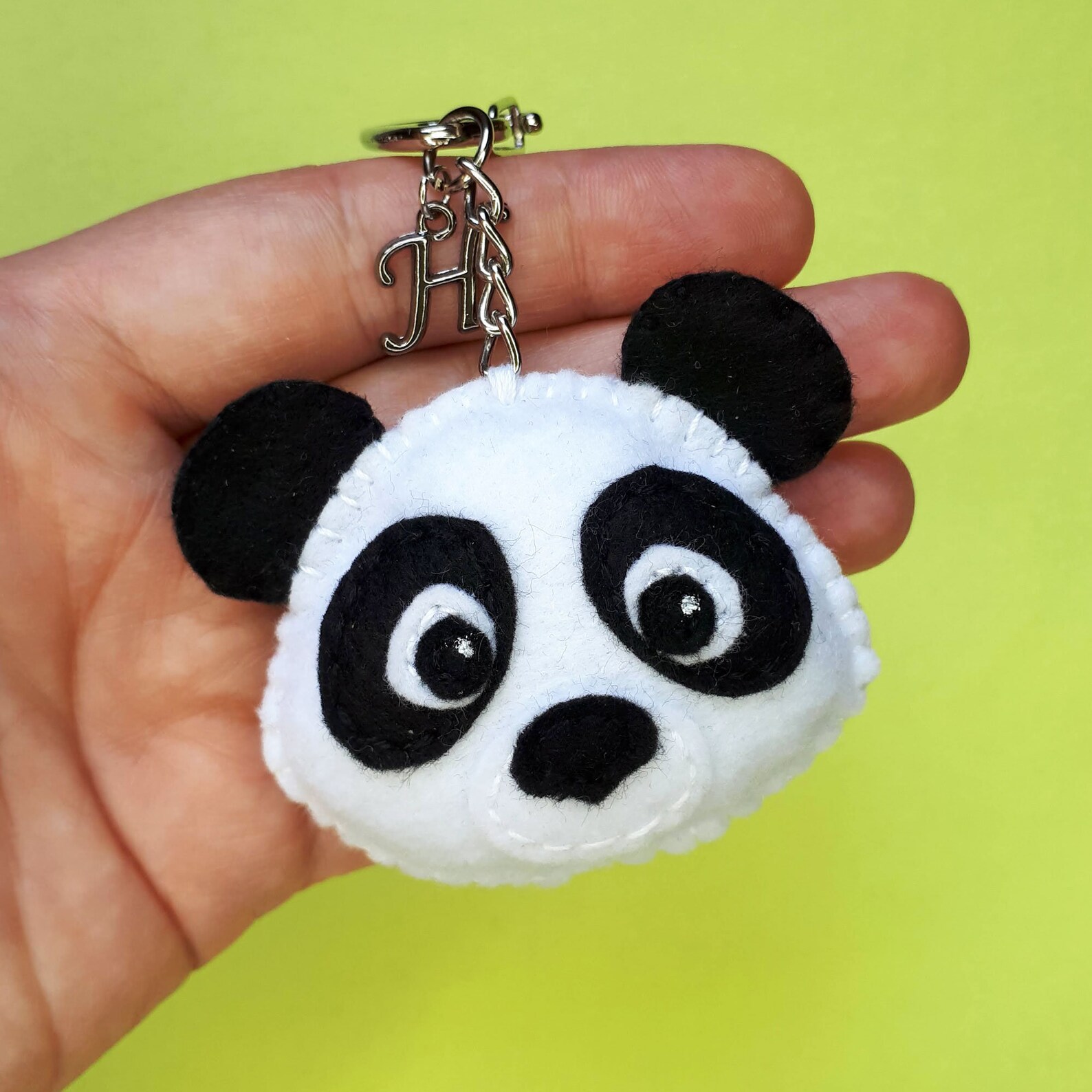 Panda Keychain Personalized Keyring Initial Panda Lover Gift Etsy