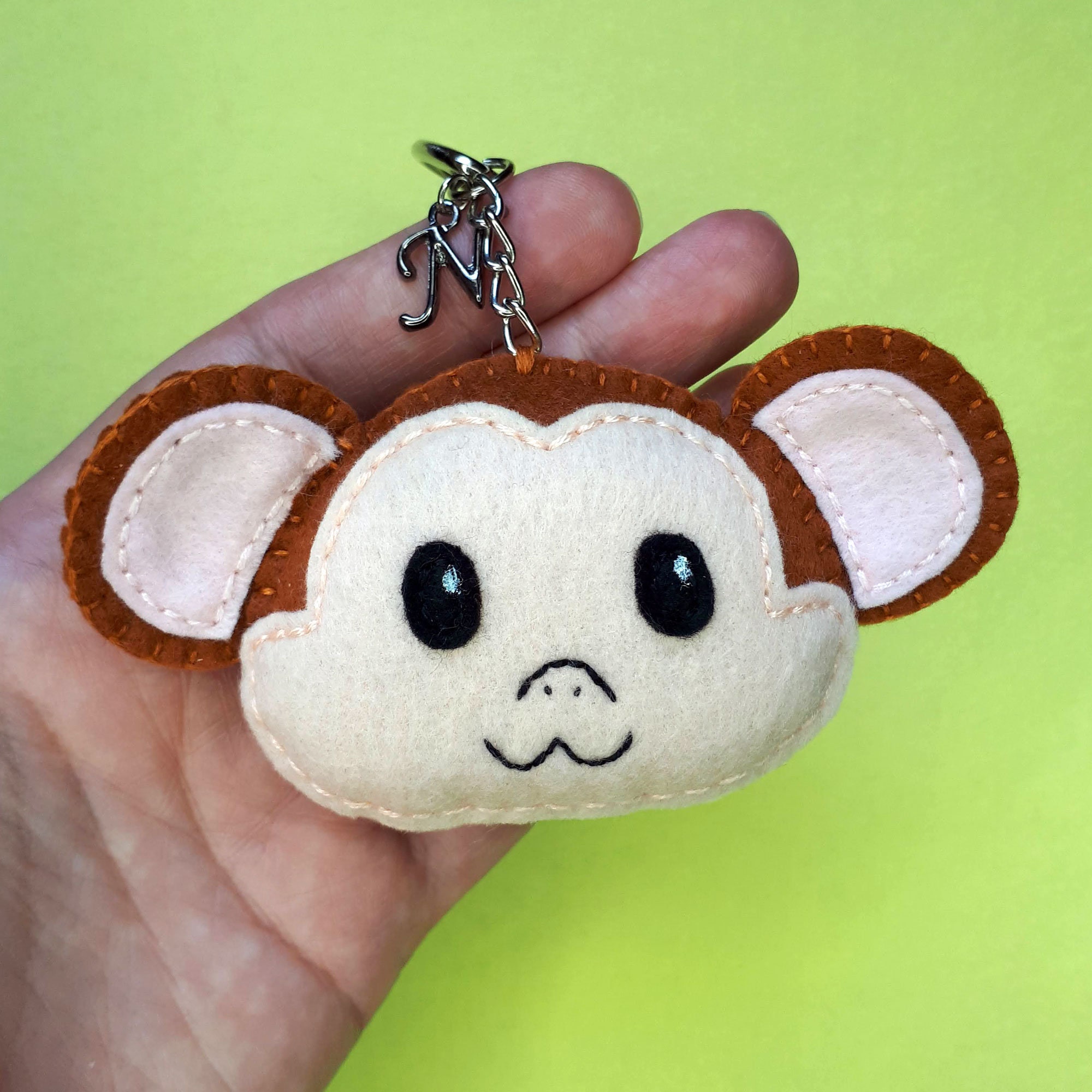 Monkey Keychain Personalized Keyring Initial Monkey Lover Etsy