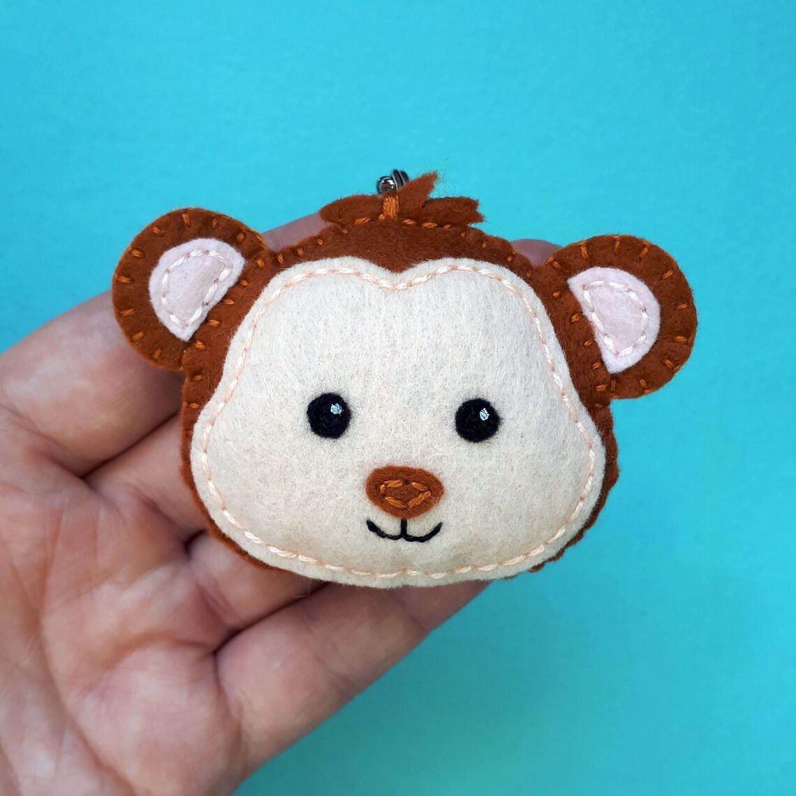 Monkey Keychain Personalized Keyring Initial Monkey Lover Etsy