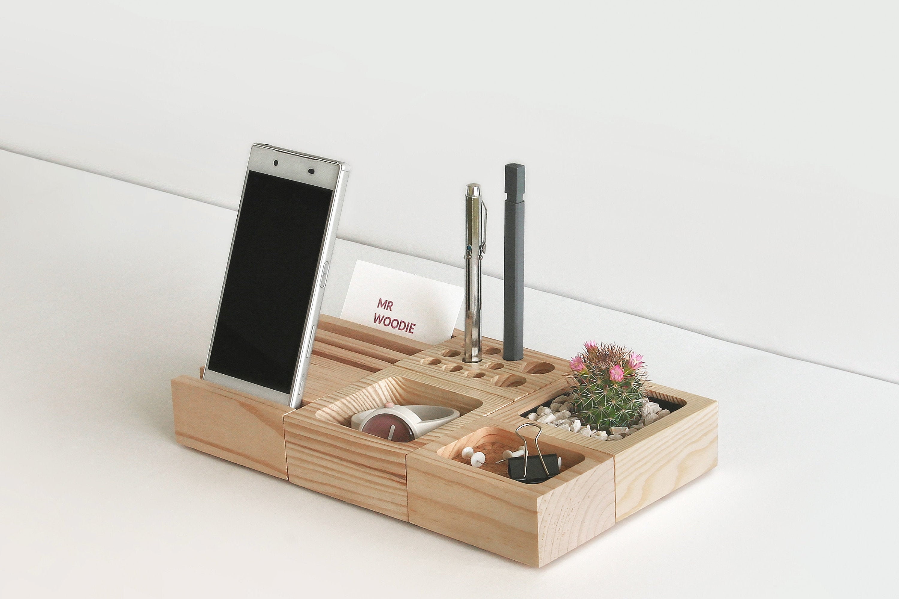 Wooden desk organizer Desk Accessories Office Desk Accessories Etsy