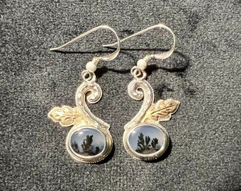 Aretes de ágata Montana en plata esterlina y 14 k