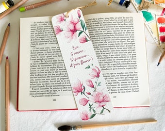 Illustriertes Lesezeichen „Magnolia“ – Frühlingslesezeichen für Buchliebhaber, basierend auf einem Original-Loli-Kürbis-Aquarell