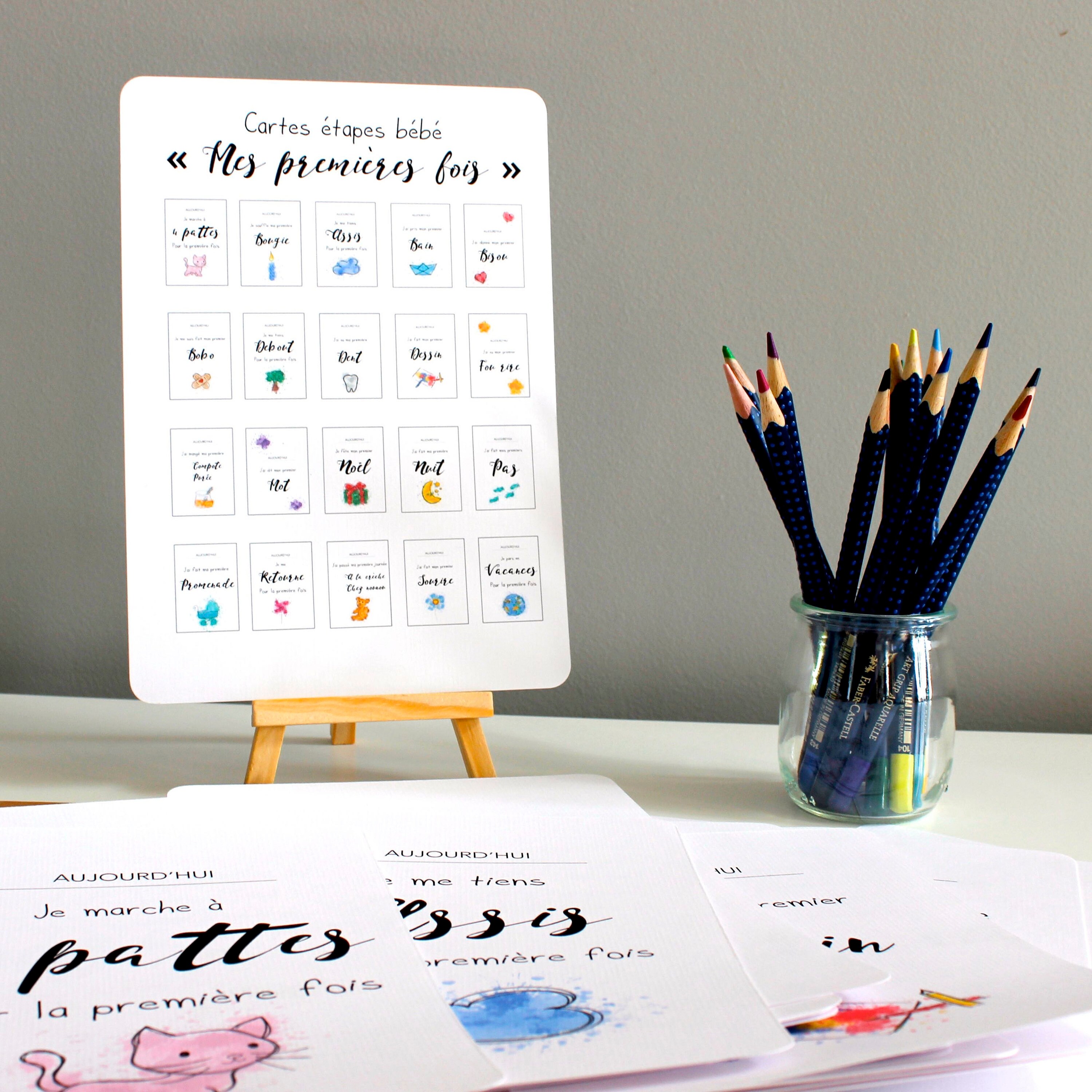 Cartes Etapes Bebe Mes Premieres Fois Kit De Etsy