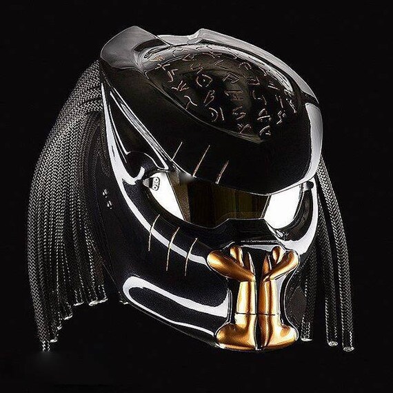 Custom Negro y Verde Depredador Casco de motocicleta real Custom Negro y Verde Depredador Casco de motocicleta real