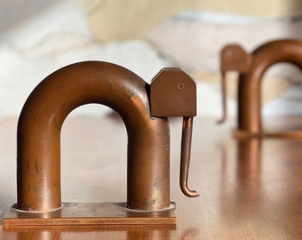 Walter Von Nessen | Chase Metalware | Copper Elephant Bookends