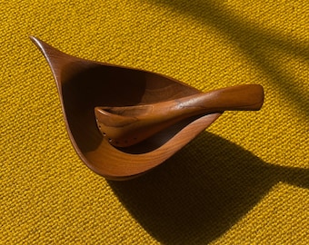 Emil Milan | Teak | Sculptural Salt Bowl & Spoon