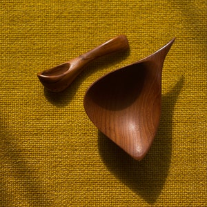 Emil Milan Teak Sculptural Salt Bowl & Spoon image 4