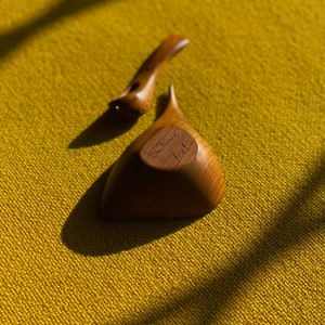 Emil Milan Teak Sculptural Salt Bowl & Spoon image 5