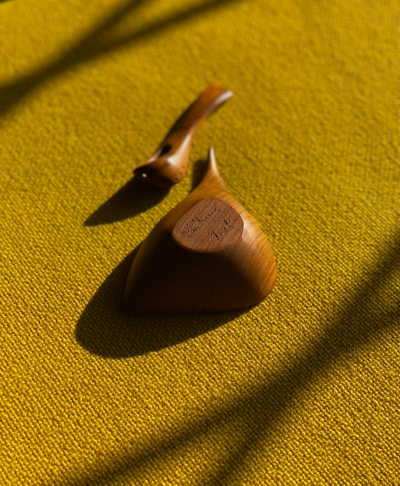 Emil Milan Teak Sculptural Salt Bowl & Spoon image 5