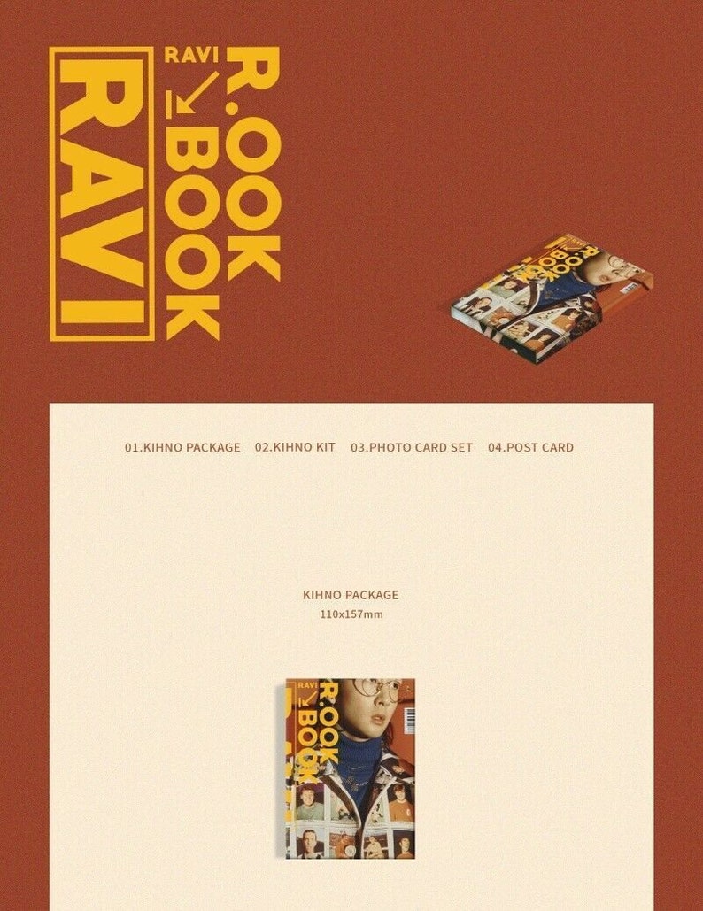 R.ook Book Kihno Kit+30photocards+2photo Postcard+tracking No. Ravi