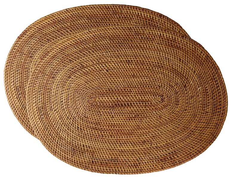 BYBLIC INDONESIA BALI Oval Rattan Placemat Honey Brown Set Etsy