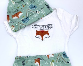 Fox Baby Outfit | Woodland Baby Clothes | Fox Bodysuit Set | Baby Hat and Pants Set | Newborn Homecoming Outfit
