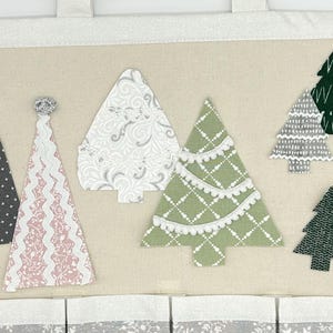 Handmade Advent Calendar with Pockets | Customizable | Christmas Countdown | Glitter Fabric edging with Gray Foil & White Snowflakes Fabric