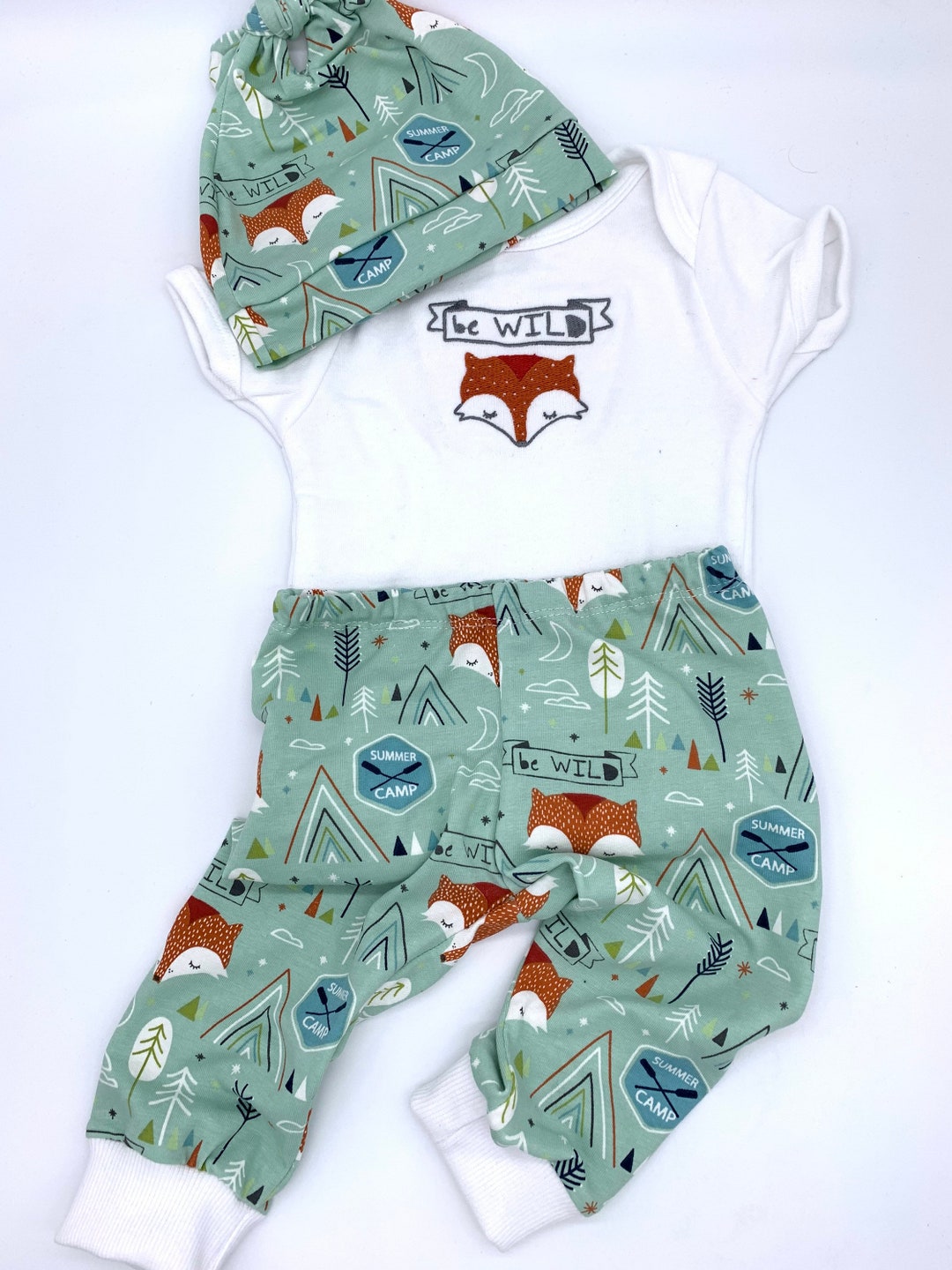 Woodland Fox Baby Clothes | Be Wild Embroidered Bodysuit, Leggings ...