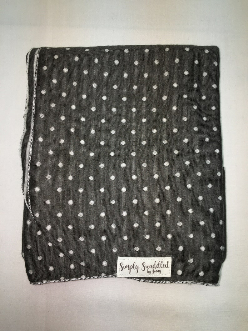 SWADDLE SET Gray and White Reversible Stripes and Dots Stretchy Knit