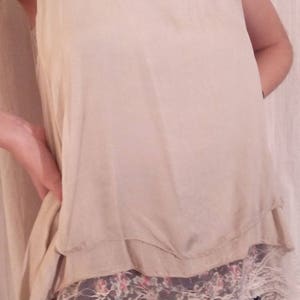 Silk, cotton and lace tunic, beige color, sleeveless tunic, women&#39;s clothing, women&#39;s tunic, women&#39;s gift