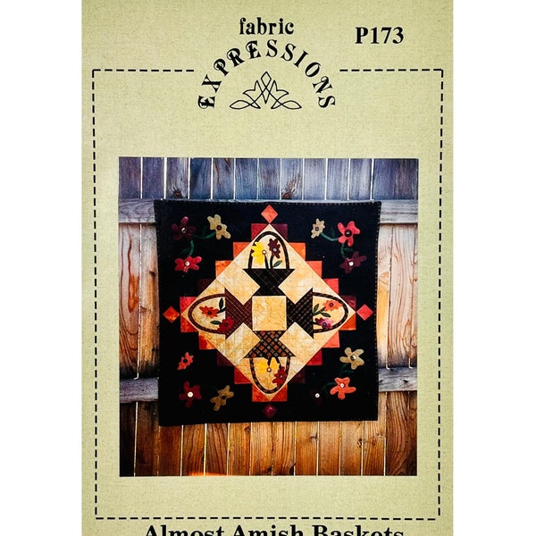 Almost Amish Baskets Quilt Pattern by Fabric Expressions, Folk Art Style, Applique