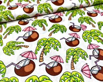 Coconuts and Umbrellas Fabric IM-2024-05 Insight Fabrics By the Yard 100% Cotton