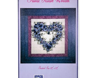 Floral Heart Wreath Quilt Pattern by Dina Pappas for Dina’s Cozy Cabin