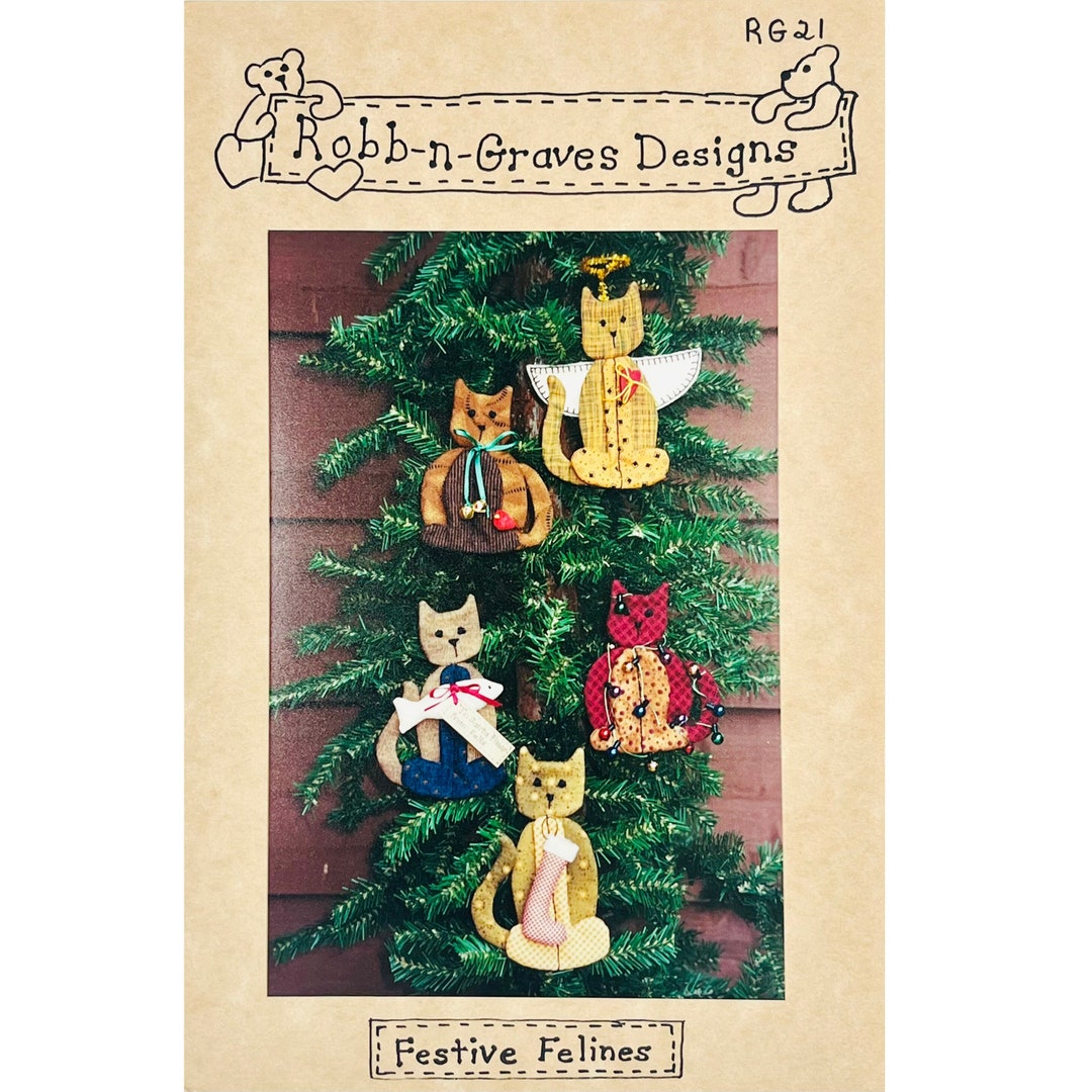 Festive Felines Cat Christmas Tree Ornaments Pattern RG21 by Robb-n