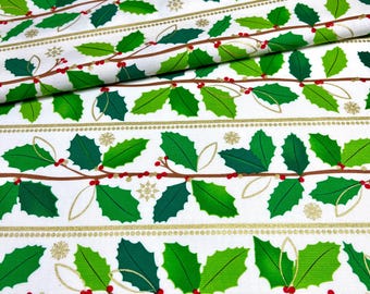 Benartex Christmas Vine Stripe Fabric CM8798 by Greta Lynn for Kanvas Studio, 1/2 YARD