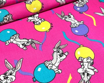 Baby Looney Toons Fabric Bugs Bunny and Balloons TM ©Warner Bros 1994 in PINK