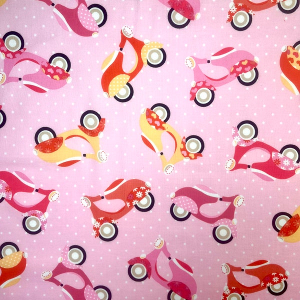 Moped Scooter Fabric by Timeless Treasures MOD-C486830 100% Cotton 31” Long x 44” Wide