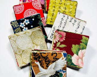 Asian Fabric Mini Charm Pack 2.5" Squares, Qty. 42 100% Cotton Pre-cut Patchwork