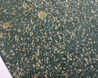 Batik Fabric Khaki Olive Green with Gold Metallic Dots 1/2 YARD 100% Cotton