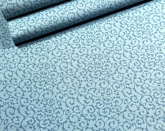 Connecting Threads Indigo Patchwork Collection 6180 Ink Scrolls in Steel Blue BY THE 1/2 YARD