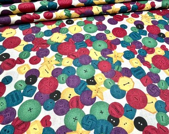 Daisy Kingdom Past and Presents Vintage Button Allover 26102, 1.5 YARDS, 100% Cotton Fabric