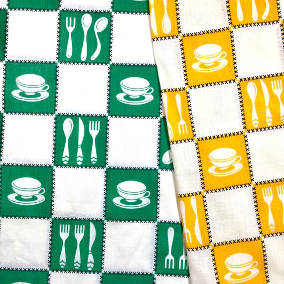 Vintage Diner Gingham Checked Fabric 2-PACK by ABC Fine Percale 100% Cotton