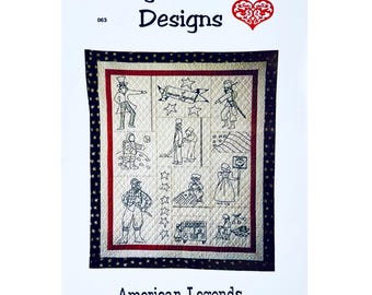 American Legends Bluework Embroidery Quilt Pattern #063 by Betty Alderman Designs